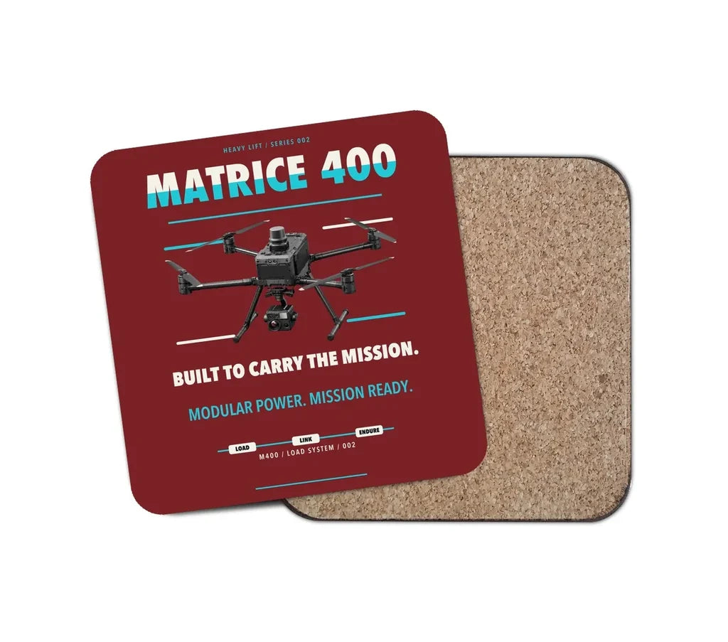 DJI Matrice 400 design on dark red 1 piece coaster