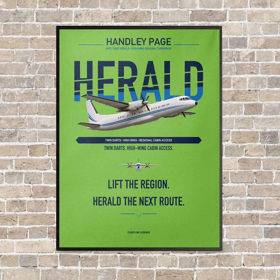 Handley Page HPR.7 Dart Herald vertical canvas print - framed - light green background
