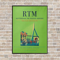 Thumbnail for Rotterdam The Hague Airport RTM vertical canvas print - framed - light green background