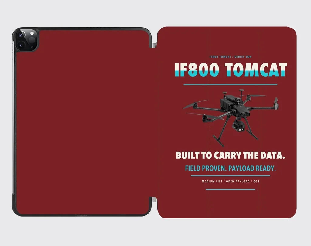 Inspired Flight IF800 Tomcat design on dark red ipad tablet case