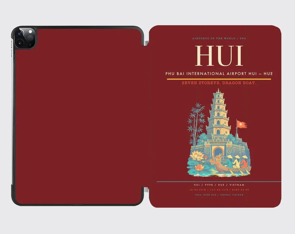 Phu Bai International Airport (HUI) design on dark red ipad tablet case
