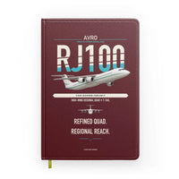 Thumbnail for Avro RJ100 design on dark red notebook
