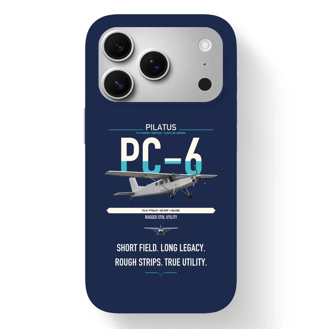 Pilatus PC-6 Porter design on navy blue magsafe iphone case, for iPhone 17 Pro