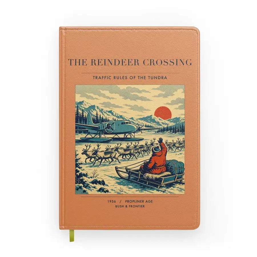 VINTAGE G4350 - The Reindeer Crossing - Designed Notebooks design on orange