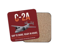Thumbnail for C-2A Greyhound design on dark red 1 piece coaster