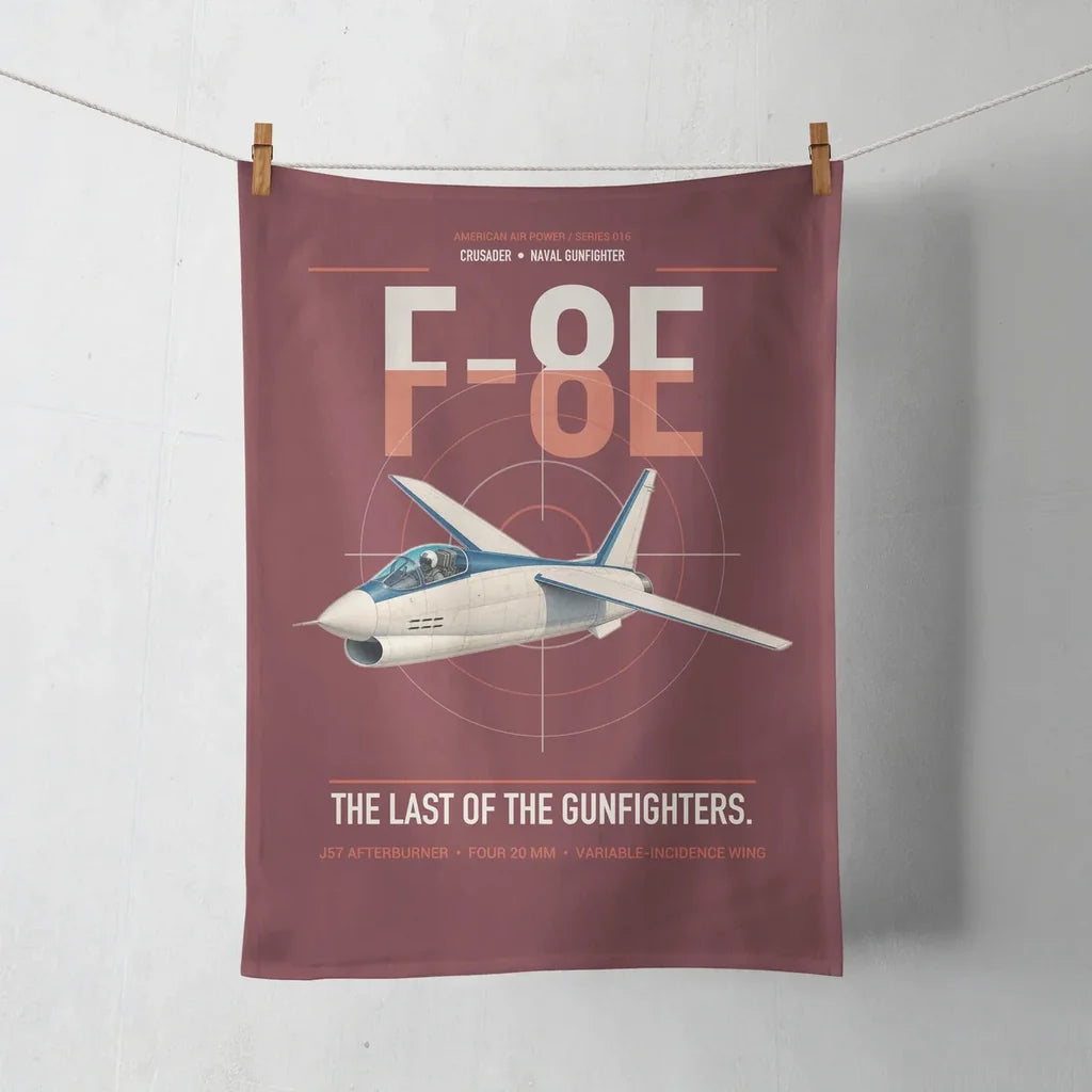 F-8E Crusader design on dark red towel