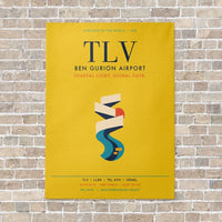 Thumbnail for Tel Aviv Ben Gurion Airport TLV vertical canvas print - no frame - yellow background
