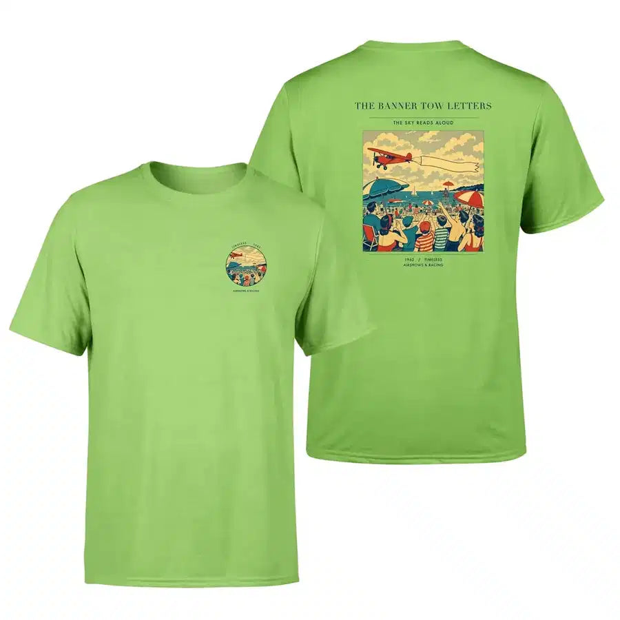 VINTAGE G4472 - The Banner Tow Letters - Double-Side T-Shirt design on lightgreen double side t shirt