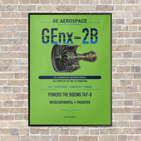 Thumbnail for GEnx-2B vertical canvas print - framed - light green background