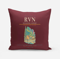 Thumbnail for Rovaniemi Airport (RVN) design on dark red pillow