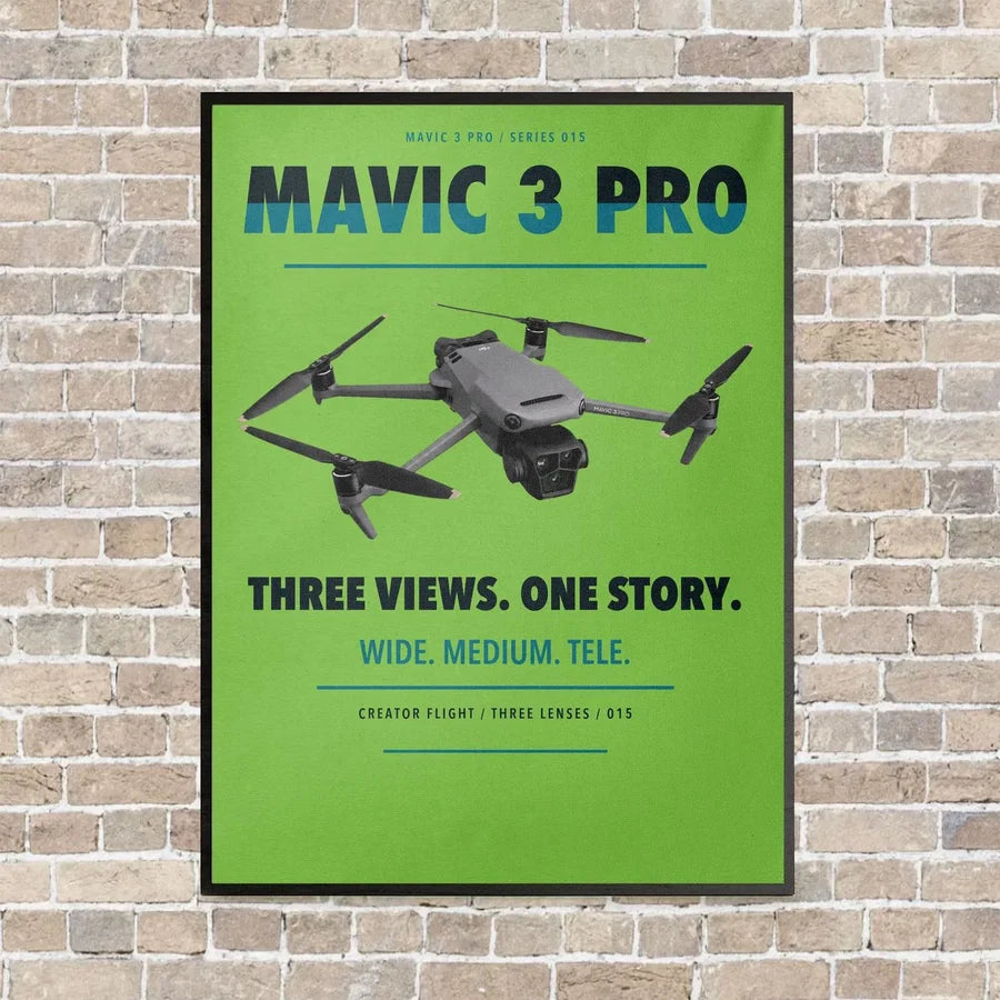 DJI Mavic 3 Pro vertical canvas print - framed - light green background