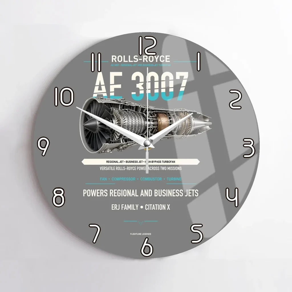 AE 3007 design on gray no frame wall clock
