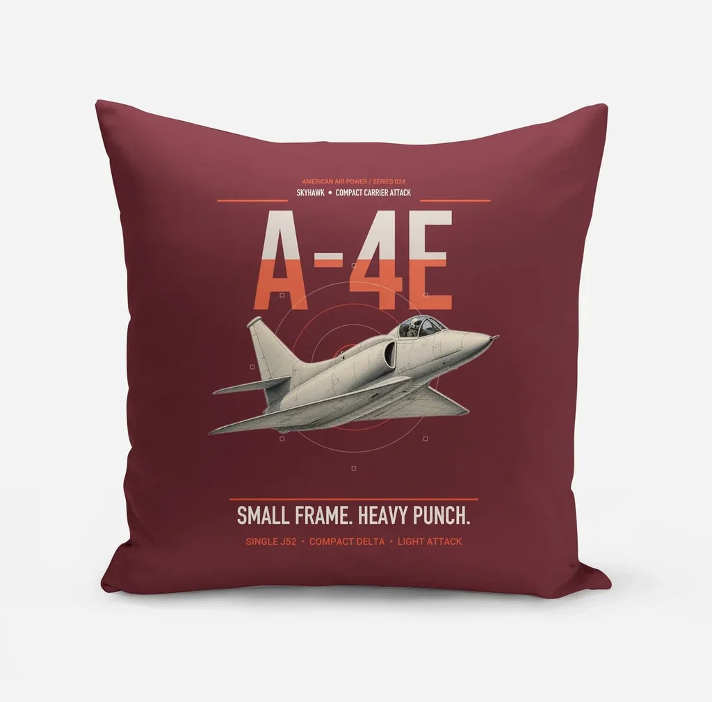 A-4E Skyhawk design on dark red pillow