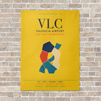 Thumbnail for Valencia Airport VLC vertical canvas print - no frame - yellow background