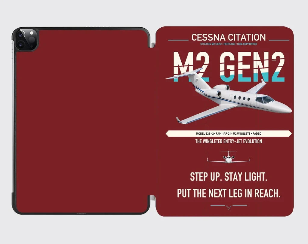 Cessna Citation M2 Gen2 design on dark red ipad tablet case