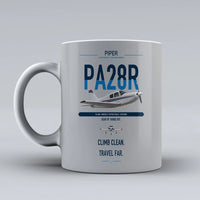 Thumbnail for Piper PA-28R Arrow III design on light gray ceramic mug, double-side print