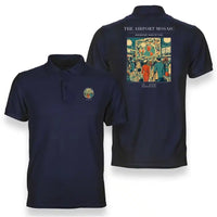 Thumbnail for VINTAGE G4132 - The Airport Mosaic - Double-Side Polo T-Shirt design on navyblue