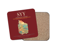 Thumbnail for Stornoway Airport (SYY) design on dark red 1 piece coaster