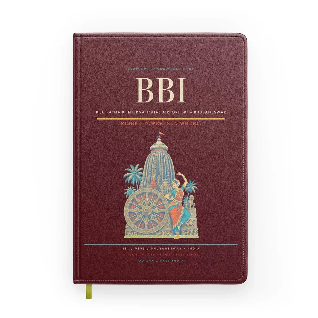 Biju Patnaik International Airport (BBI) design on dark red notebook