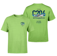 Thumbnail for Cessna 206 Stationair design on light green t-shirt, double-side print
