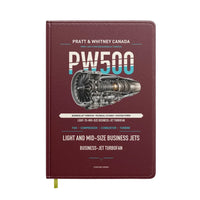 Thumbnail for PW500 design on dark red notebook