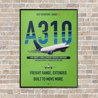 Thumbnail for Airbus A310-300P2F vertical canvas print - framed - light green background