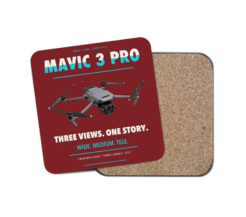 DJI Mavic 3 Pro design on dark red 1 piece coaster
