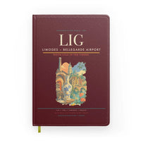 Thumbnail for Limoges – Bellegarde Airport (LIG) design on dark red notebook