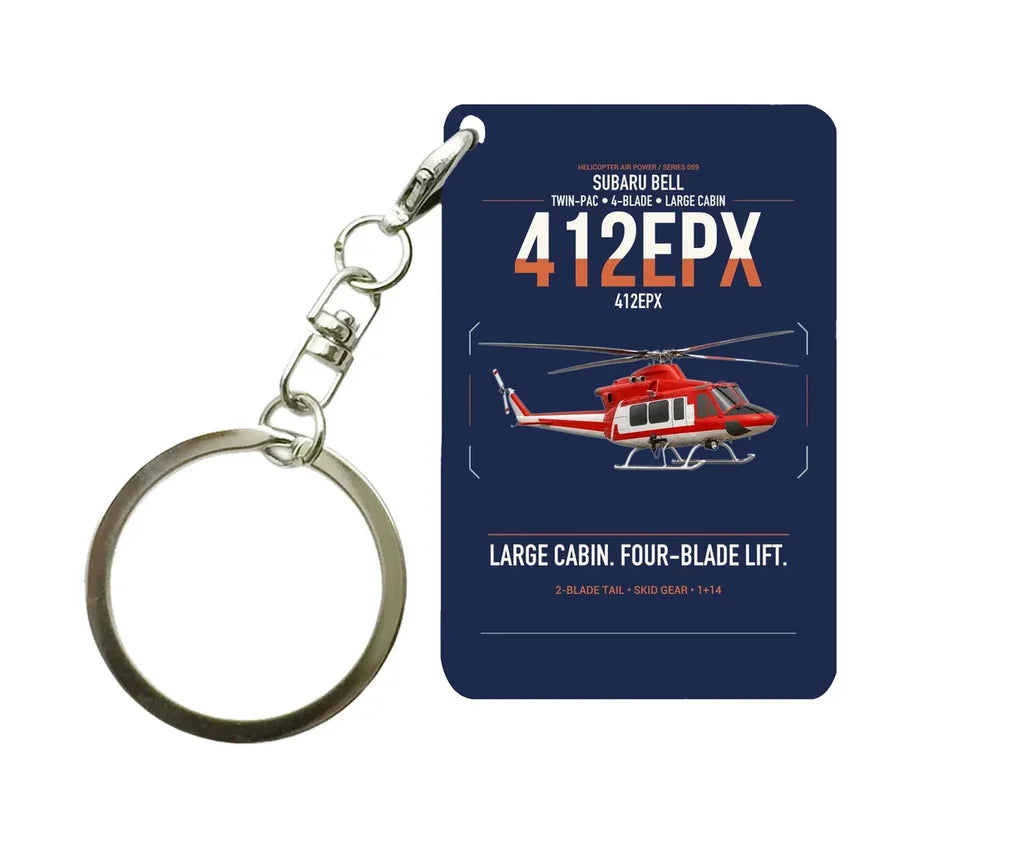 SUBARU Bell 412EPX design on navy blue designed key chain, double-side print