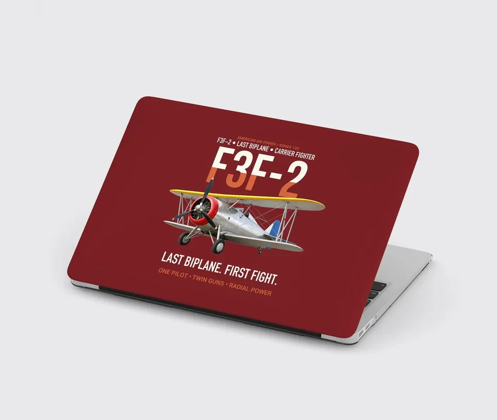 F3F-2 Last Biplane First Fight design on dark red MacBook case