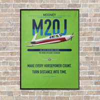 Thumbnail for Mooney M20J 201 vertical canvas print - framed - light green background