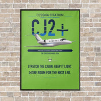 Thumbnail for Cessna Citation CJ2+ vertical canvas print - framed - light green background