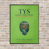 Thumbnail for McGhee Tyson Airport Knoxville TYS vertical canvas print - framed - light green background