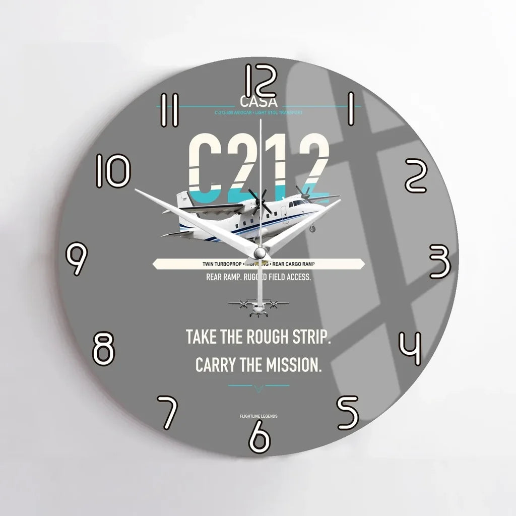 CASA C-212-400 Aviocar design on gray no frame wall clock