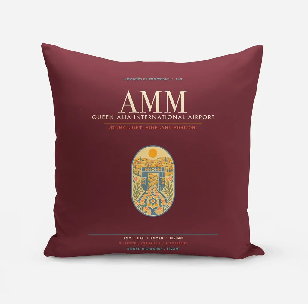 Queen Alia International Airport AMM - Highland Mosaic Gate - Dark Red