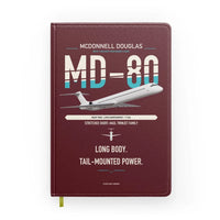 Thumbnail for McDonnell Douglas MD-80 design on dark red notebook