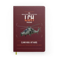 Thumbnail for HAL LCH Prachand design on dark red notebook