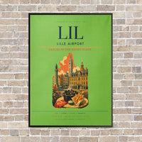 Thumbnail for Lille Airport LIL vertical canvas print - framed - light green background