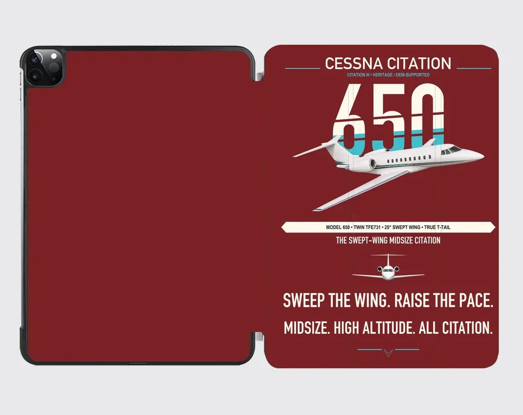 Cessna Citation 650 - Citation III design on dark red ipad tablet case