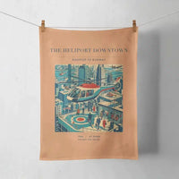 Thumbnail for VINTAGE G4127 - The Heliport Downtown - Designed Towels design on orange