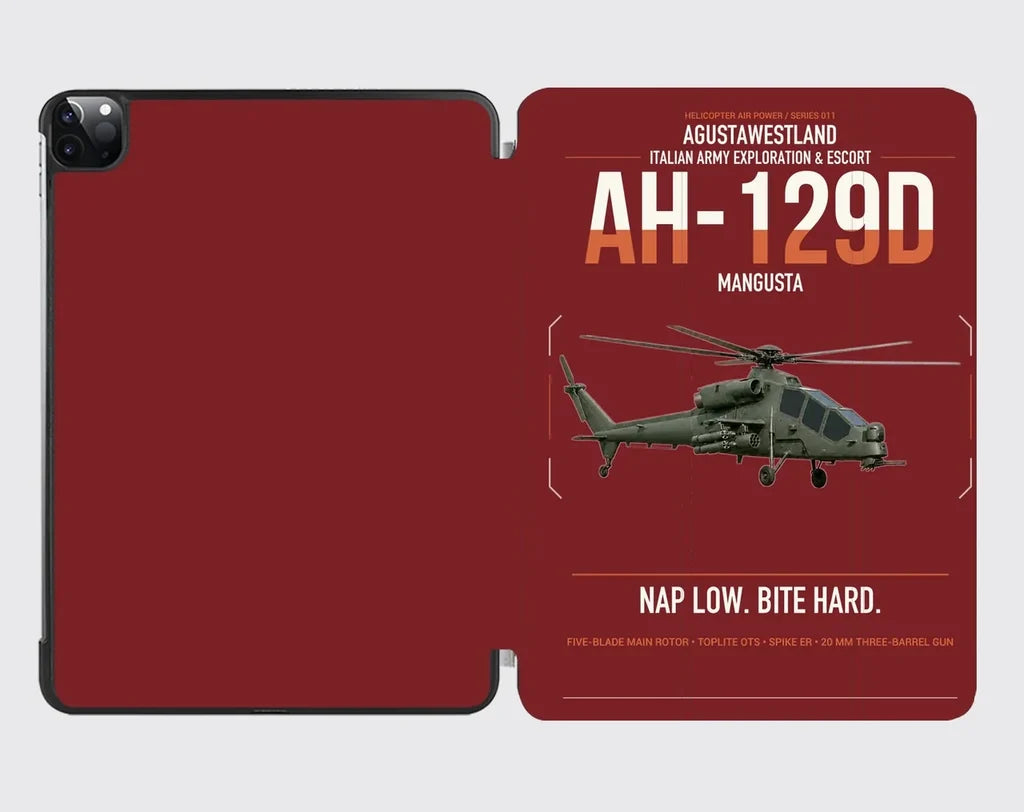 AgustaWestland AH-129D Mangusta design on dark red ipad tablet case