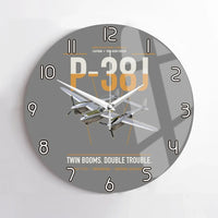 Thumbnail for P-38J Lightning design on gray no frame wall clock