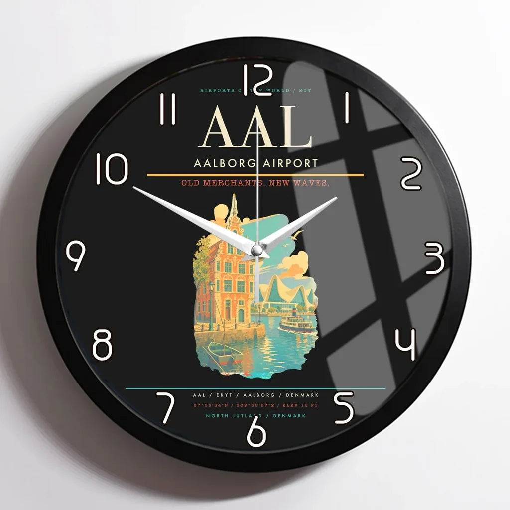 Aalborg Airport AAL Wall-Clock Framed - Black