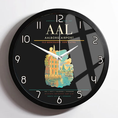 Aalborg Airport AAL Wall-Clock Framed - Black