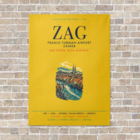 Thumbnail for Franjo Tuđman Airport Zagreb ZAG vertical canvas print - no frame - yellow background