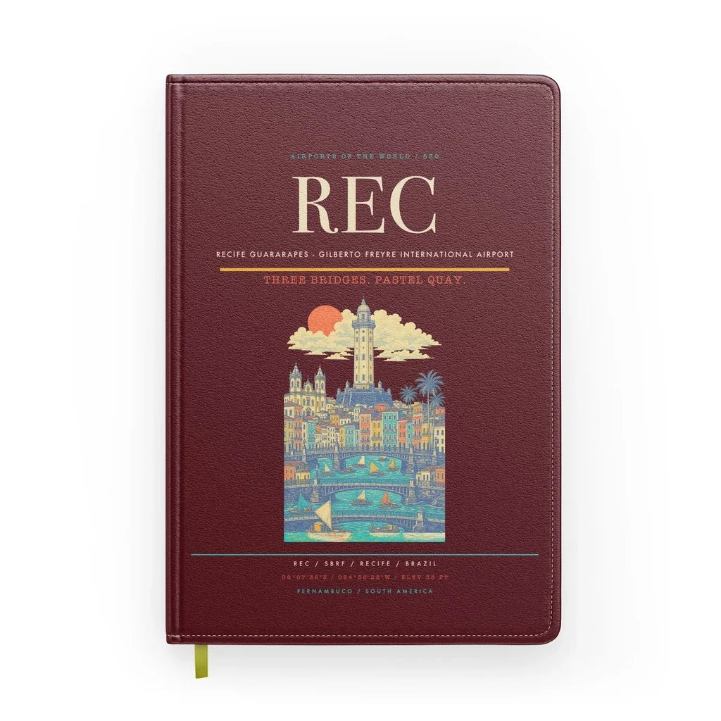 Recife Guararapes (REC) design on dark red notebook