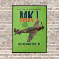Thumbnail for Hawker Hurricane Mk I vertical canvas print - framed - light green background