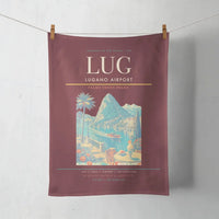 Thumbnail for Lugano Airport (LUG) design on dark red towel