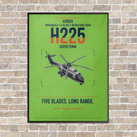 Thumbnail for Airbus H225 vertical canvas print - framed - light green background