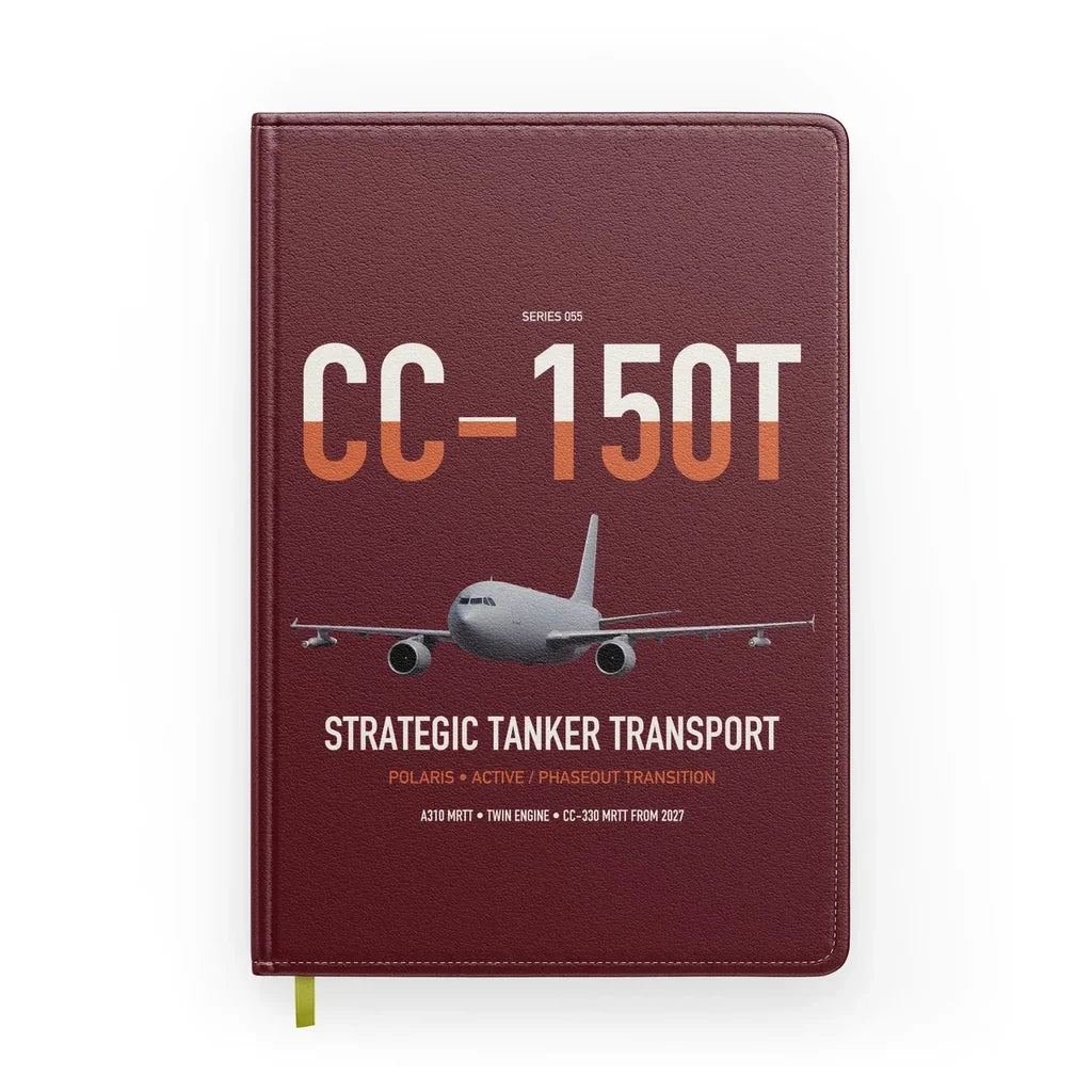 Airbus CC-150T Polaris design on dark red notebook